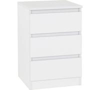 Seconique Malvern 3 Drawer Bedside - White, White