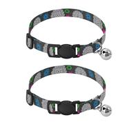 White Mandala Geometric Gray Collar with Bell for Dog Puppy 2 Pack Cat Collar Adjustable 10.6 to 17.1 Inches