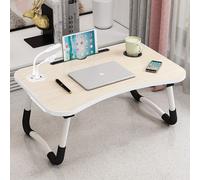 (White Maple) Foldable Laptop Bed Table with USB Ports