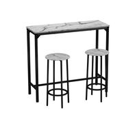 (White Marble, 3) CANCUN Bar Table & Stools Set Kitchen Dining Furniture