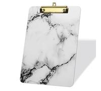 White Marble Acrylic Clipboards, Standard A4 Letter Size Clipboards, Low Profile Gold Metal Clip, Fashion Portapapeles Clipboard for Home Women Doctor Teens Teachers Men - 9 x 12.5 in