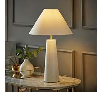 ValueLights | White Marble Base Bedside Table Lamp with a Linen Tapered Lampshade Living Room Bedroom Light | Table Lamps, Home Décor & Improvement Essential