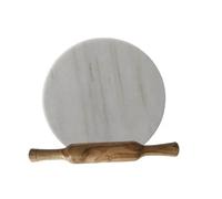 White Marble Chakla with Wooden Belan/Rolling Pin Board/Roti Maker/Chakla Belan/Chapati Maker for Kitchen | Full Finished Marble Roti Maker with belan (White Chakla with belan)