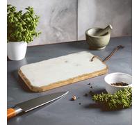 Premier Housewares White Marble Finish Chopping Board/Non Stick Platform Serving Boards/Charcuterie Board With Golden Effect And Hanging Hole With String For Kitchen 40 x 20 x 2