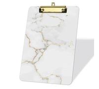 White Marble Clipboard, Acrylic Clip Board with Low Profile Gold Metal Clip, Standard A4 Letter Size, Fashion Clipboard for School Teacher Men Women Nurses Doctor Boss Lady - 9 x 12.5 in