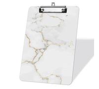 White Marble Clipboard, Acrylic Clip Board with Low Profile Silver Metal Clip, Standard A4 Letter Size, Fashion Clipboard for School Teacher Men Women Nurses Doctor Boss Lady - 9 x 12.5 in