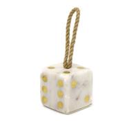 White Marble Dice Shaped Doorstop | Novelty Chunky Cube Marble Dice Door Stop | Indoor Weighted Door Stopper for Floor - 1.5kg