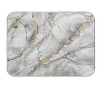 White Marble Dish Drying Mat 18 X 24 Inch Gold Veins Marbling Granite Stone Surface Dry Dishes Pads Drainer Mats Tableware Protector for Kitchen Countertops Counter Home Decorations