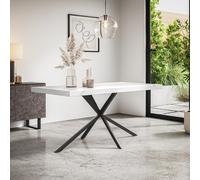 (White Marble Effect) Donni 4-6 Seater Dining Table w Black Legs