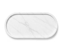 White Marble Effect Silicone Storage Tray with Raised Rim - 30 x 12.5 cm Rectangular Bathroom Vanity Organiser for Perfume, Soap, Cosmetics, Jewellery and Small Items, Soft Non-Slip