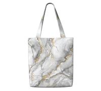 White Marble Fashion Marbling Granite Stone Gold Black Gray,Reusable Grocery Bags Shopping Tote Bags Large Capacity Canvas Shoulder bag