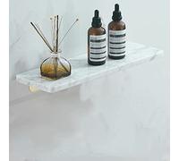 White Marble Floating Bathroom Shelf - Wall-Mounted Shower Caddy with Copper Accents, Towel Rack & Organizer for Shampoo, Gel, Cosmetics & Seasoning Bottles.
