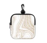 White Marble Gold Glitter, Square Zipper Storage Bag, Neoprene Coin Purse, Small Wallets, Change Pouch, Change Purse