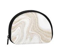 White Marble Gold GlitterSmall Makeup Sanitary Napkin Storage Bag,Women's Cosmetic Coin Purse