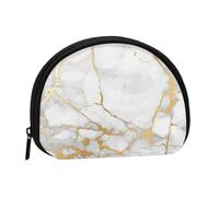 White Marble Gold PatternSmall Makeup Sanitary Napkin Storage Bag,Women's Cosmetic Coin Purse