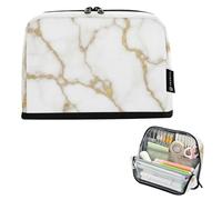 White Marble Gold Veins Pencils Pouch Zipper Pencil Case Big Pencil Bags Storage Teen Girls Pen Pouch Boy Animals Kids Back to School Supplies Organizer