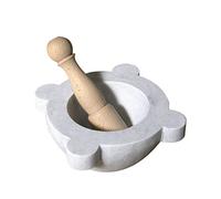White Marble Kitchen Mortar with Pestle Wood White Marble Mortar 20 cm