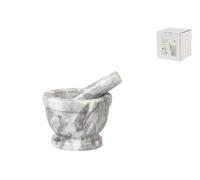 White Marble Mortar With Pestle 14 Cm, Diamond