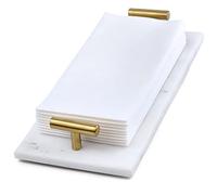White Marble Napkin Holder - Guest Towel Tray for Bathroom Vanity