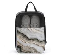 White Marble Pattern Black Veins Shoe Bag for Travel Daily Use Anti-dust Storage Carrier Golf Shoe Pouch