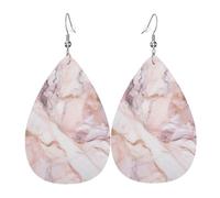 White Marble Pattern Earrings for Women Teardrop Leather Earring Double Sided Drop Dangle Earrings Lightweight Women's Ear Accessories Jewelry Fashion Birthday Gift