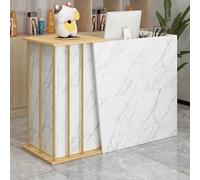 White Marble Reception Desk with Lockable Drawers - Stylish Storage Cabinet for Office Lobby Salon or Retail Checkout Counter - Modern Design for Professional Spaces