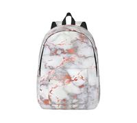 White marble rose gold canvas backpack laptop travel bag, water protection and ergonomic straps for college work, Black, M