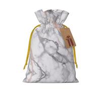 White Marble Rose Gold Christmas Drawstring Sack Gift Bag, Lightweight And Cute In Design