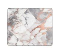 White Marble Rose Gold Mouse Pad with Stitched Edge, Personalized Premium-Textured Computer Mouse Mat with Non-Slip Rubber Base, Waterproof Gaming Mousepad for Laptop, Office Home 7.9 x 9.5 in