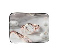 White Marble Rose Gold Pattern Laptop Case, Computer Case Laptop Gifts for Men Women for Travel Abroad