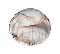 White Marble Rose Gold pattern Print Shower Cap, Shower Cap for Women Reusable, Waterproof Bath Cap,Quick Drying Bath Hair Cap