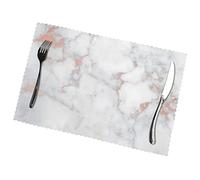 White Marble Rose Gold Placemats Set Of 6 Home Dining Gifts Non-Slip Table Mats Heat Resistant Table Placemats 45x30 Cm