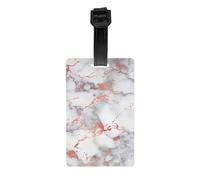 White Marble Rose Gold Print Luggage Tags for Suitcases Identification Labels Waterproof Travel Cruise Daily Use