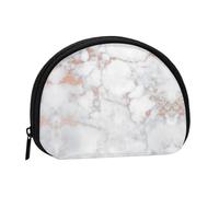 White Marble Rose Gold Print Portable Mini Storage Bag Shell Shaped Wallet Small Coin Wallet Shell Storage Bag