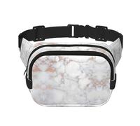 White Marble Rose Gold Print Waist Pack Fanny Pack Belt Bag for Men Women,Waterproof Adjustable Strap 3 Pockets for Outdoor Travel