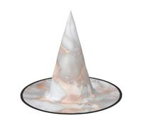 White Marble Rose Gold Printed Halloween Witch Hat, Witches Hat Decor Black | Foldable Wizard Hat for Women Men, Lightweight Oxford Cloth Costume Party Hat