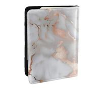 White Marble Rose Gold Printed Passport Holder - 6.5 x 4.5 Inch RFID Blocking Travel Wallet,Stylish Passport Cover,Lightweight Document Organizer for Cards