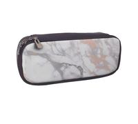 White Marble Rose Gold Printed Pu Leather Pencil Case Box Flip Pen Bag and Makeup Cosmetic Holder for Girls Boys School Students