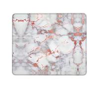 White Marble Rose Gold Thick Desk Pad Mouse Mat with Lock Stitch Edge, Stable Non-Slip Surface for Computer Use