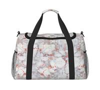 White Marble Rose Gold Travel Duffel Bag Large Foldable Waterproof Overnight Bag Beach Swim Bags Pool Sports Gym