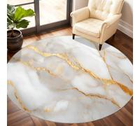 White Marble Round Area Rug 240cm, Marble Rug, Agate Art Circle Rugs, Low-Pile Round Rugs for Kitchen Dining Living Room Bathroom Beneath the Furniture