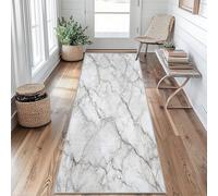 White Marble Runner Rugs for Hallway 60x150, Modern Abstract Hallway Runner Minimalist Pattern Carpet Runners for Kitchen Bedroom Living Room, Non Slip Long Rug upQ381r