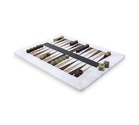 White Marble Sculpted Board Game in White Marble Backgammon White Marble Sculpted Boad Game L. 30 cm