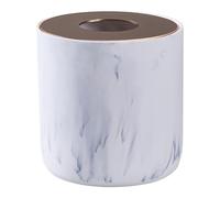 White Marble Textural Mini Trash Can with Rose Gold Stainless Steel Lid, Small Countertop Trash Can for Bathroom Kitchen,Desk Trash Can,Table top Mini Garbage Cans,Resin Tiny Waste Basket for Vanity