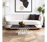 White Marble & Titan Gold Coffee Table For Living Room, Modern Distinctive Storage Table, Decorative Table Premier Housewares Silver One Size