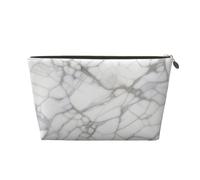 White Marble Veins Pattern Women'S Cosmetic Bag Leather Handbag Portable Large Capacity Zipper Travel Bag Storage Bag, Gold, One Size
