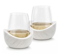 White Marble Wine Chiller Set of 2 Stemless Glasses