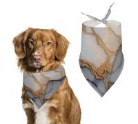 White Marble with Gold Accents Dog Bandanna Adjustable Pet Triangle Kerchief Scarf for Cat And Dog