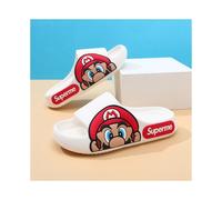 (White Mario, 36/37) Vibrant Kids Mario Summer Slide Sandals Soft Eva Cushioning Non Slip Design Perfect Play For