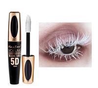 White Mascara,5D Silk Fiber Eyelash Volume with Soft Brush, Lash Sensational Volumizing,Long-Lasting Waterproof No Smudge with False Lash Effect(Black Tube-White)